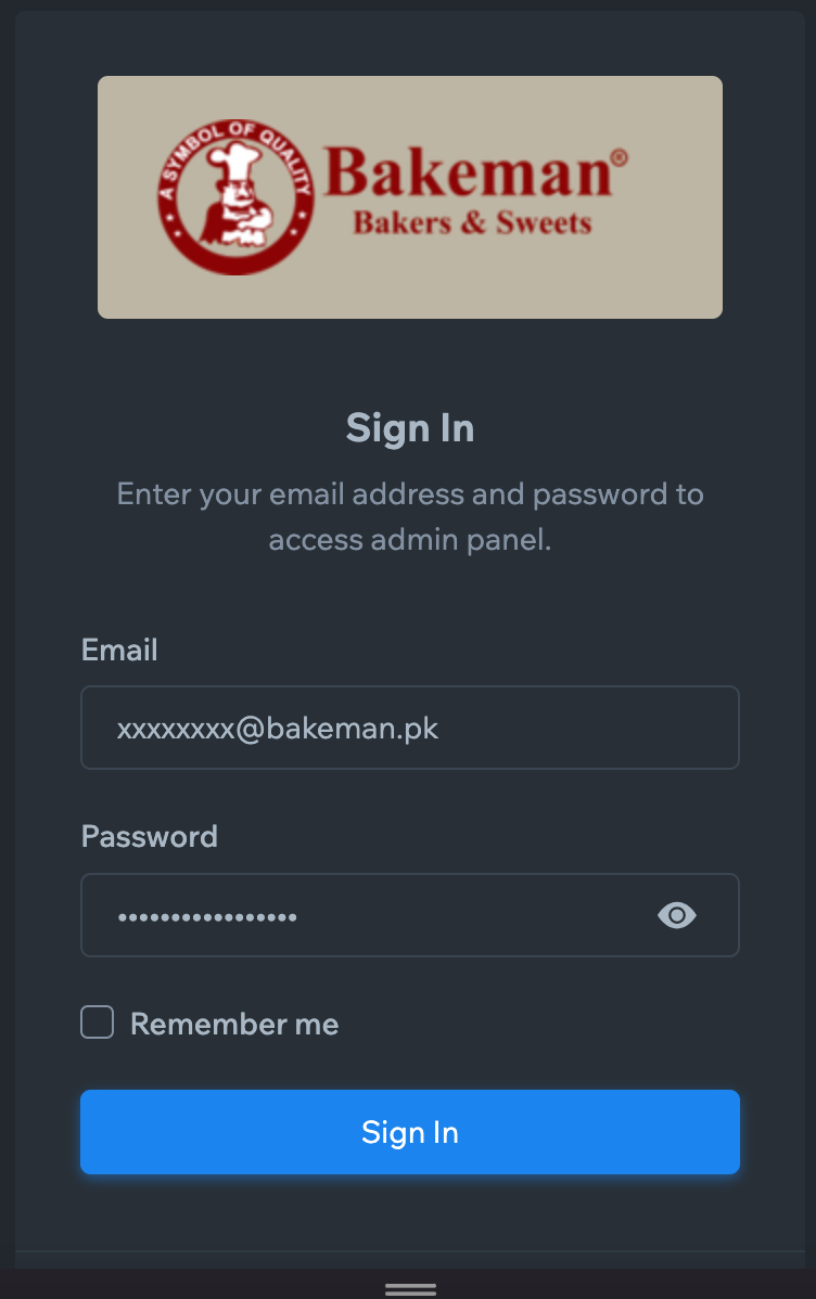 Mobile admin sign-in