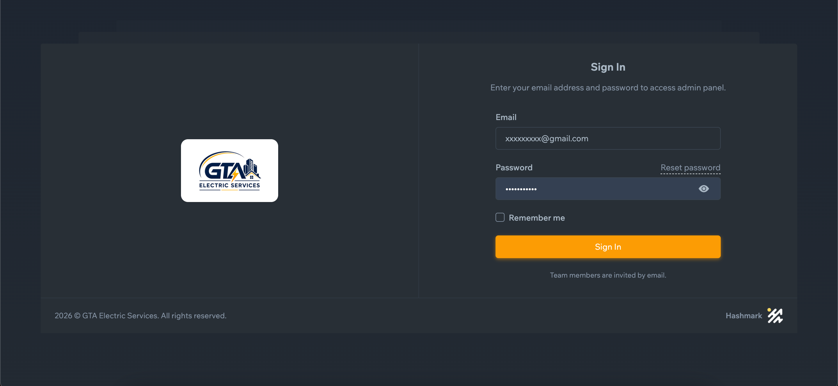 Admin sign-in portal