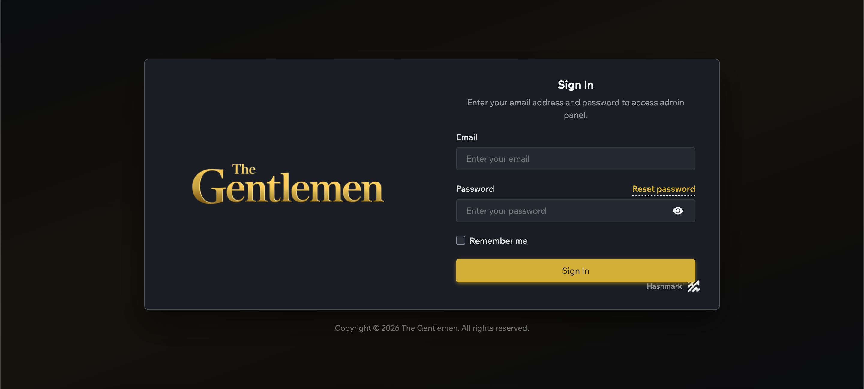 Admin sign-in screen